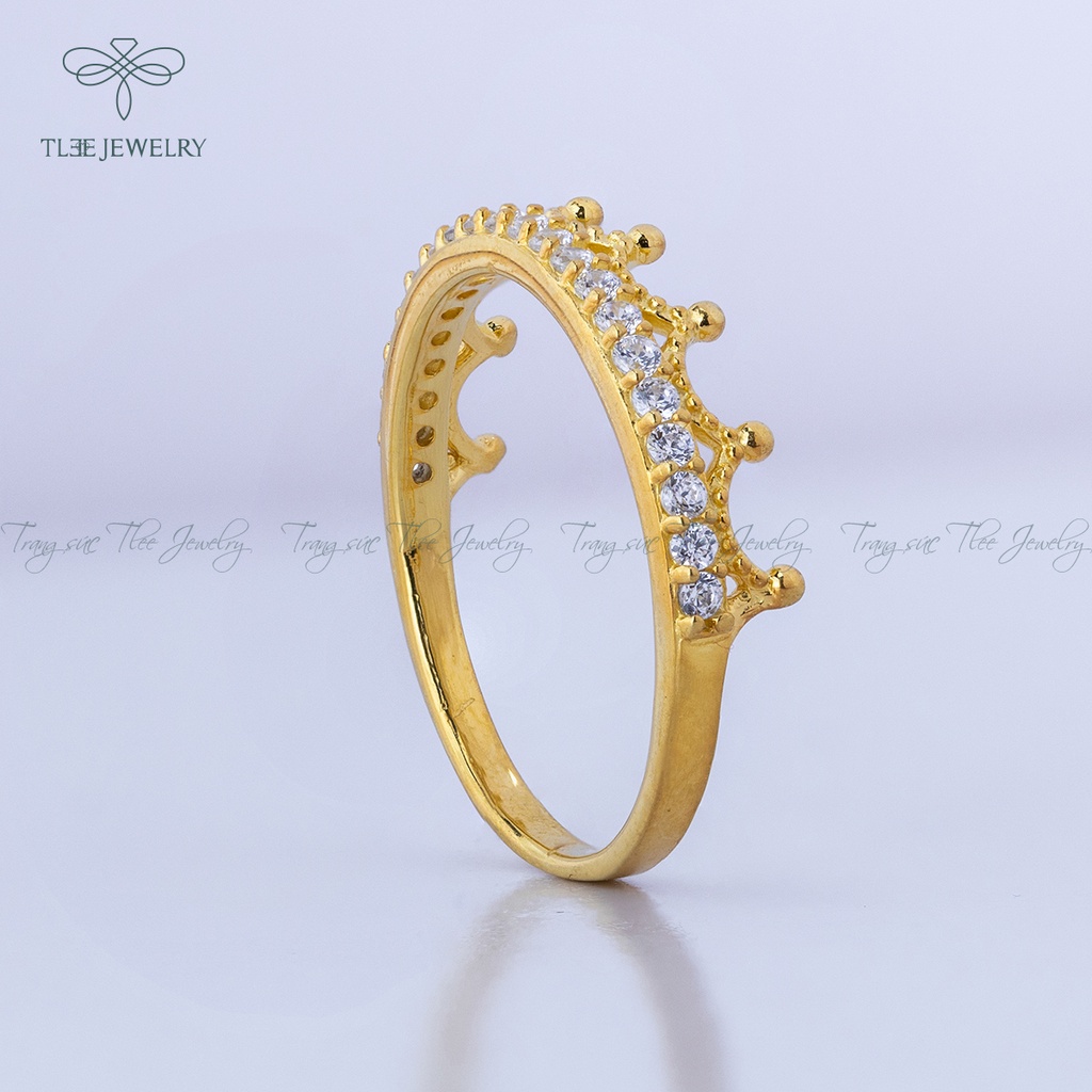 Nhẫn bạc nữ TLEE king nạm đá cao cấp xi vàng 14k NCJ A0105