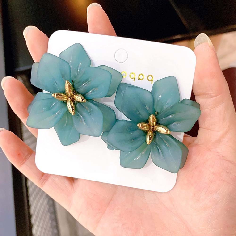 1 Đôi Khuyên Tai Kim Loại Hình Hoa Thời Trang Cho Nữ