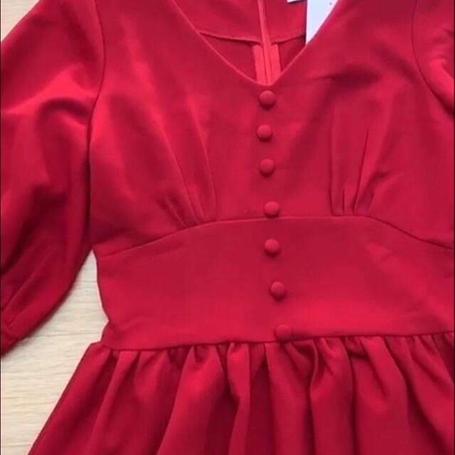 Đầm dự tiệc màu đỏ Linzstore - Váy xòe thiết kế cổ tim tay phồng chất Umi dày dặn, sang chảnh, váy dự tiệc, đi chơi | BigBuy360 - bigbuy360.vn