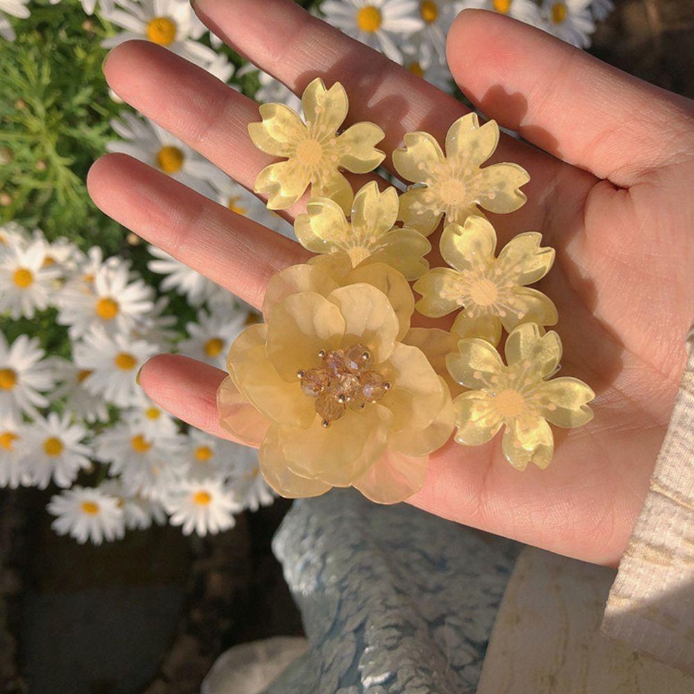 Kẹp Tóc Mỏ Vịt Đính Hoa Đào / Hình Học Bằng Nhựa Resin Lấp Lánh Thời Trang Phong Cách Hàn Quốc