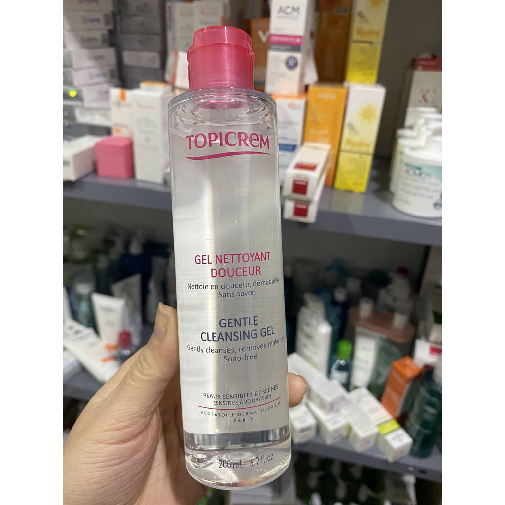 Sữa rửa mặt , tẩy trang cho da khô nhạy cảm TOPICREM Gentle Cleansing Gel Topicrem (200ml)