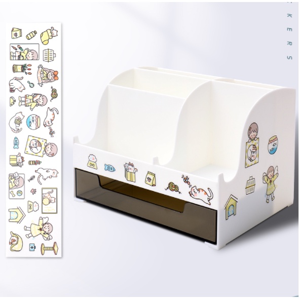 Kệ đựng bút kèm giá để điện thoại đa năng 🔥FREESHIP🔥 kệ bút để bàn có ngăn kéo decor bàn học