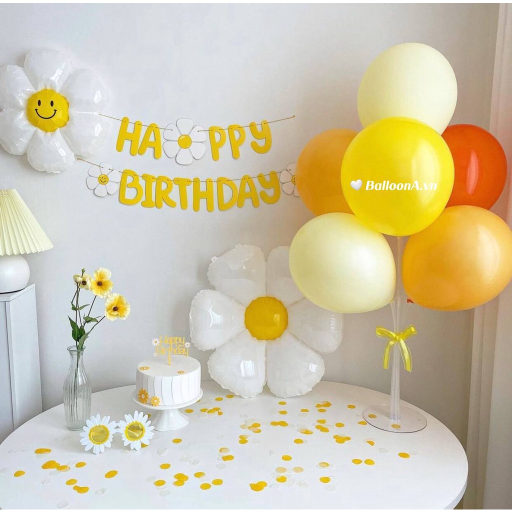 Dây chữ happy birthday hình hoa cúc trang trí sinh nhật phong cách Hàn Quốc