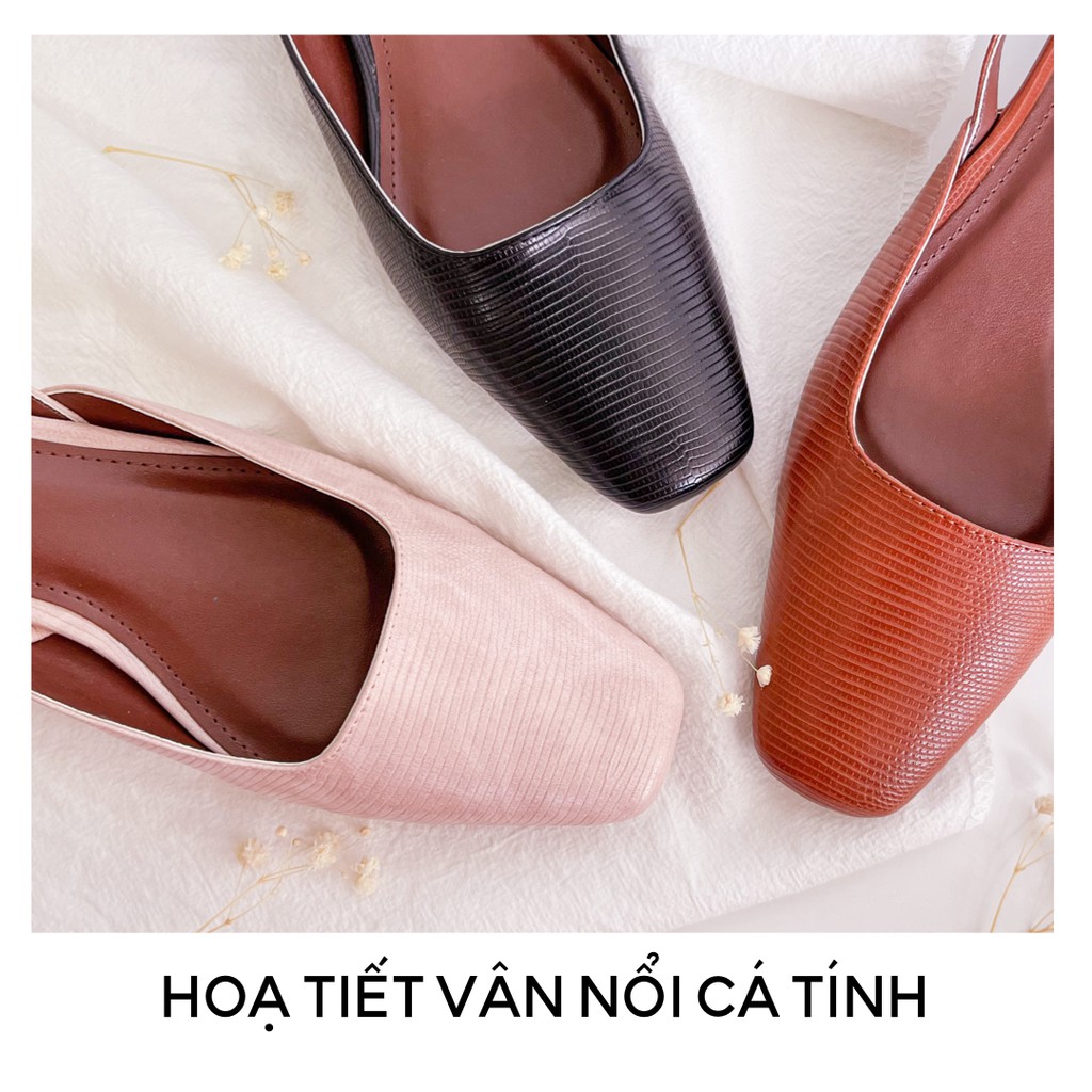 Giày Cao Gót Nữ JOTI Flora 3274VN5 - Mũi Vuông Quai Hậu Đế Trụ Cao 3cm Da Mờ - Mang Công Sở