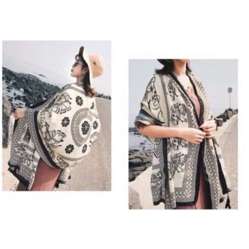 Khăn choàng đũi Boho, 1m8*90cm, phong cách Vitage, cá tính, chất đẹp