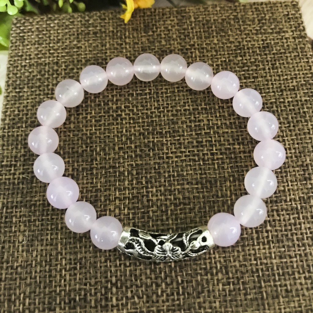 Vòng Tay Cho Mệnh Hỏa ( Thổ ) - Vòng Tay Nữ Mã Não Hồng 8mm Mix Charm Cầu Bạc V344H-8