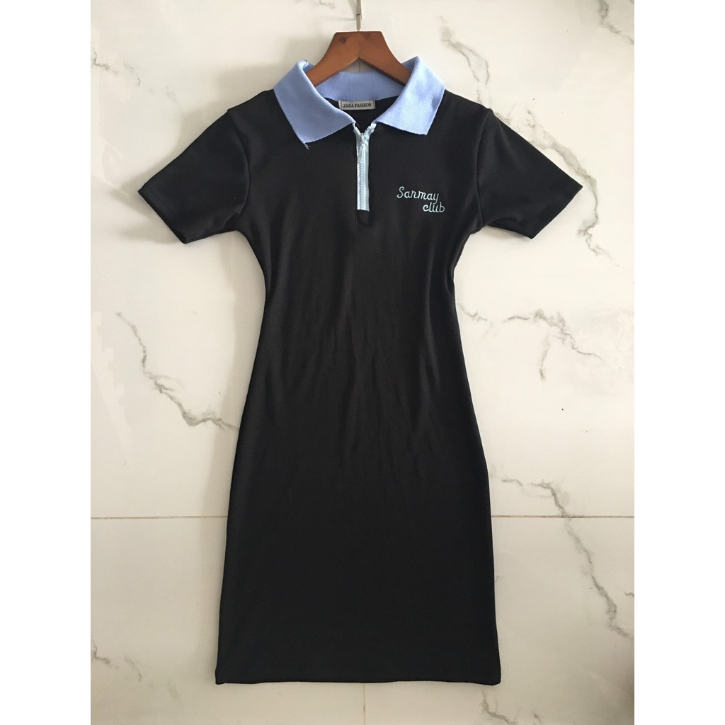 Đầm Ôm Body Thun Dáng Suông Ngắn SANJOLI Váy Polo Nữ Nhún Sexy Thiết kế dài vải cotton len đi chơi, đi biển đẹp VD026 | BigBuy360 - bigbuy360.vn