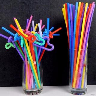 Bộ 100 ống hút dáng dài nhiều màu dùng một lần có thể bẻ cong tạo hình độc đáo
