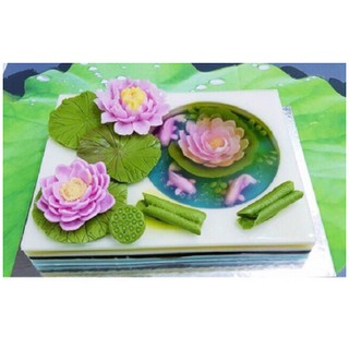 Khuôn Thạch Rau Câu 4D Silicon Lá Sen Đại 16CM