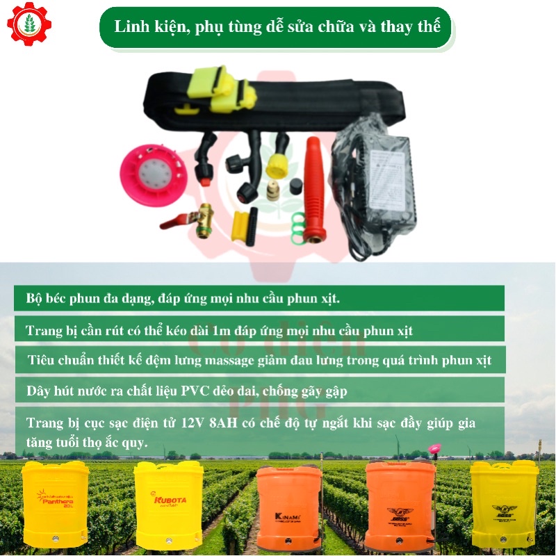 Bình phun thuốc trừ sâu bằng điện BOSS 20L 12V 8AH | 1 bơm | Công nghệ Nhật Bản | Bình xịt điện