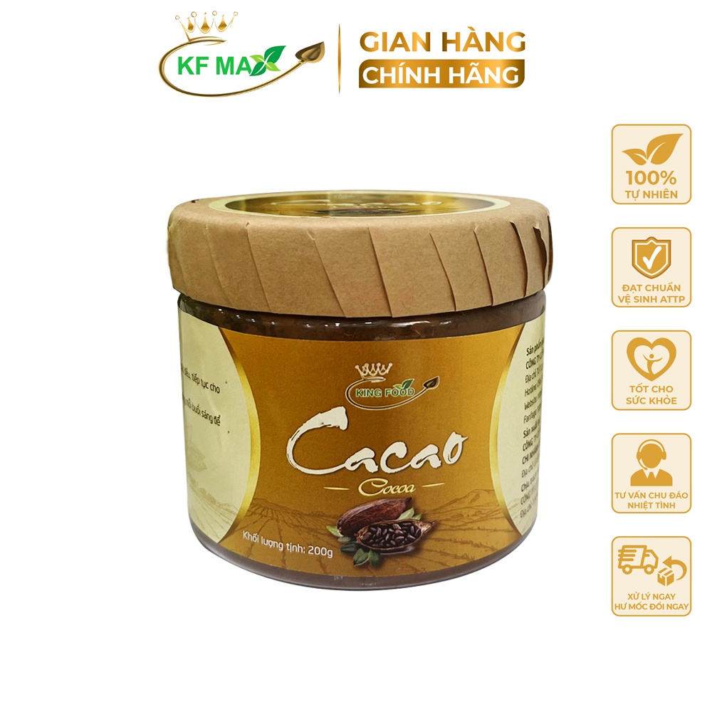 Bột cacao nguyên chất 100% không đường - Thức uống sô cô la đậm đà vị ca cao - CACAO chuẩn xuất khẩu 200g