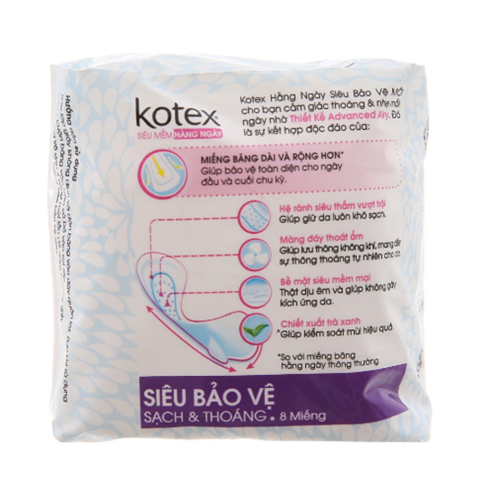 Băng vệ sinh Kotex hằng ngày siêu bảo vệ (8 miếng)