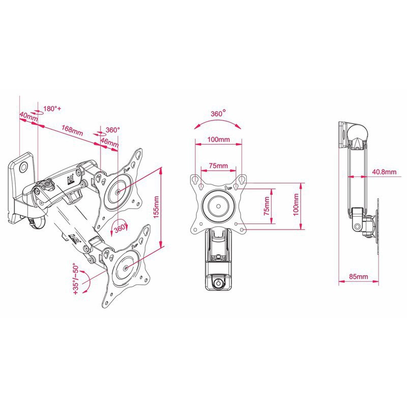Giá treo màn hình máy tính NB F120 từ 17-27 inch, max tải trong 7kg - Hàng chính hãng