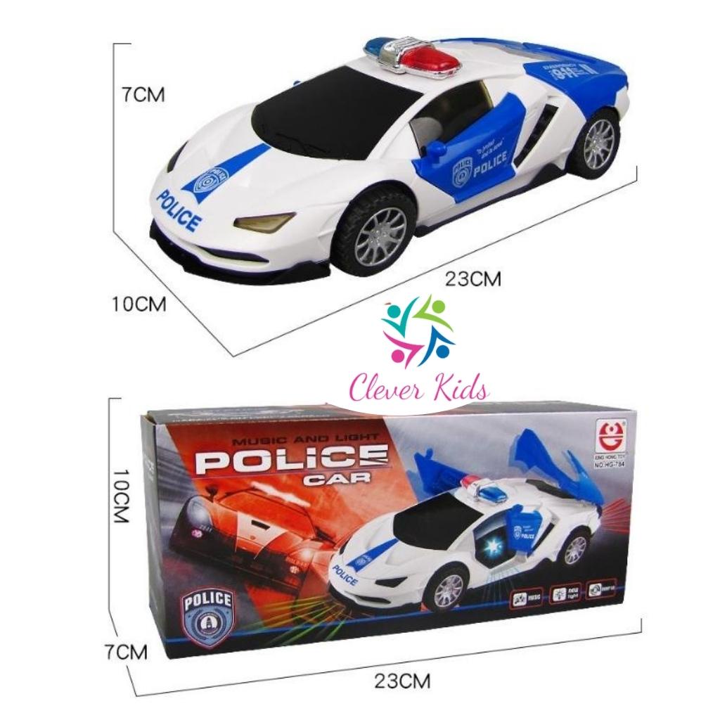 Ô tô cảnh sát đồ chơi ô tô biến hình xoay 360 có đèn có nhạc loại xịn