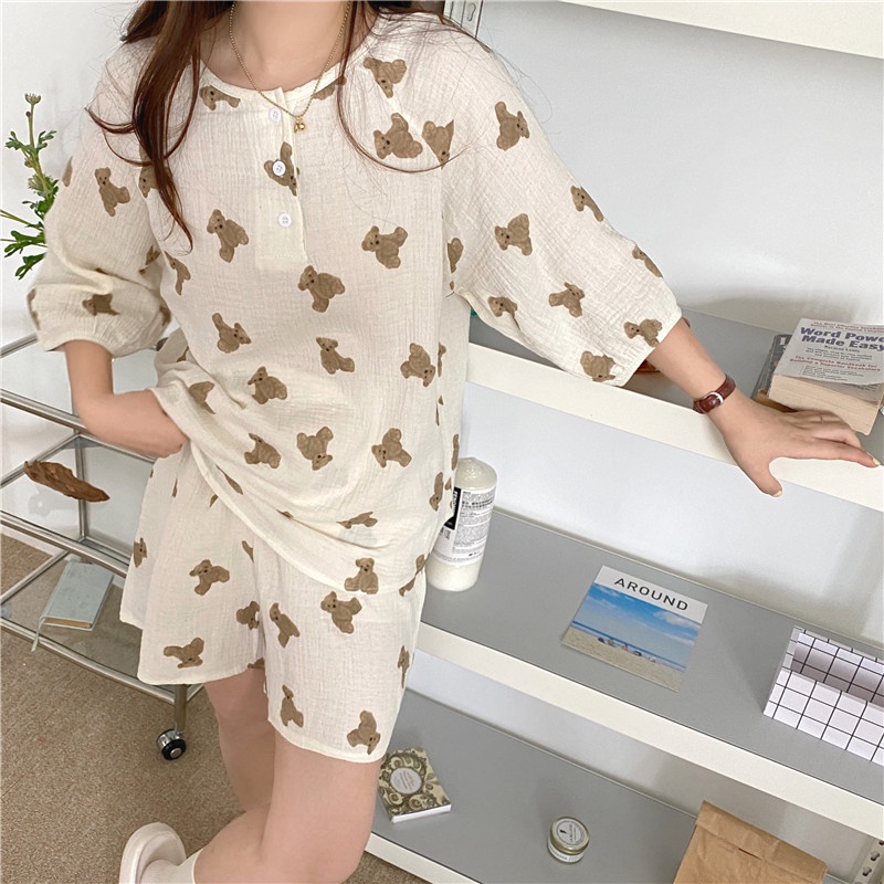 Bộ Đồ Ngủ Mặc Nhà In Hoạt Hình Dễ Thương Thời Trang Mùa Hè 44940 | BigBuy360 - bigbuy360.vn