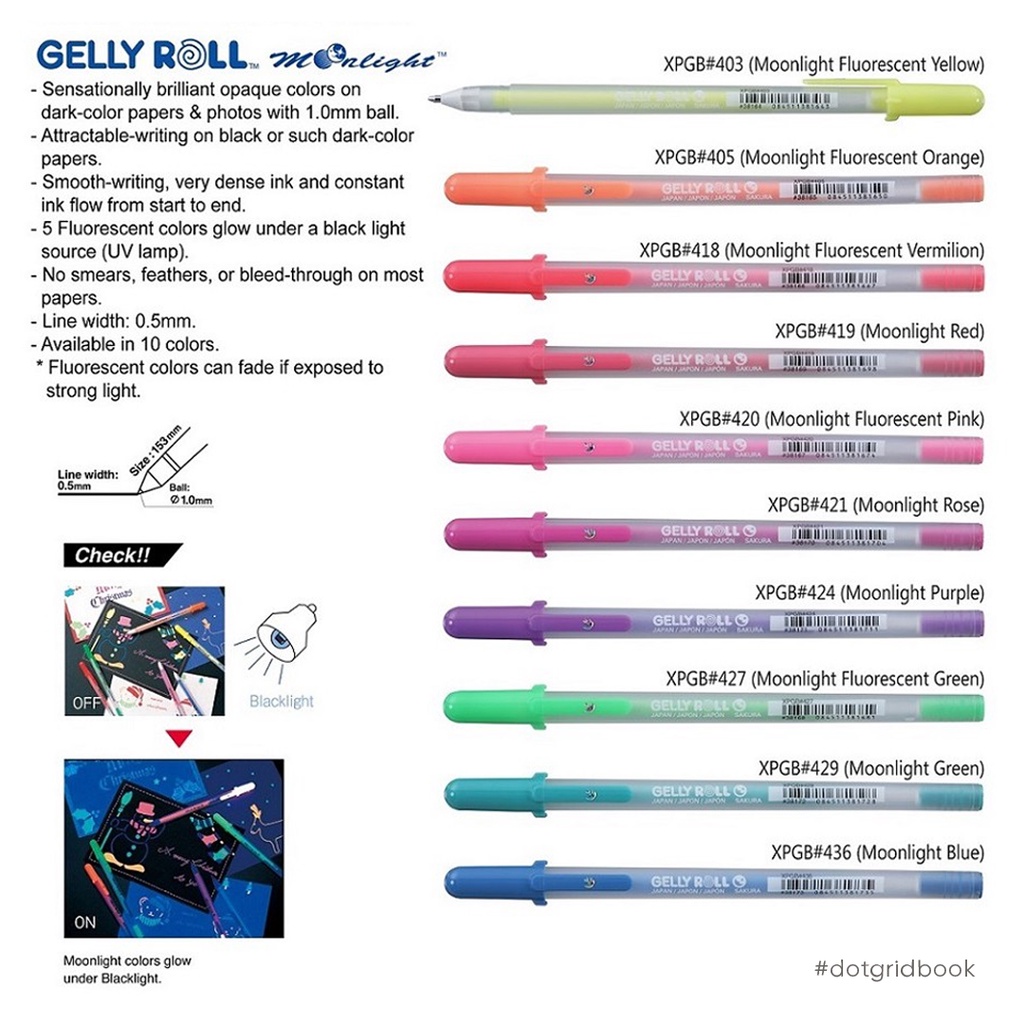 Bút gel Gelly Roll Moonlight - 9 màu (cây lẻ)