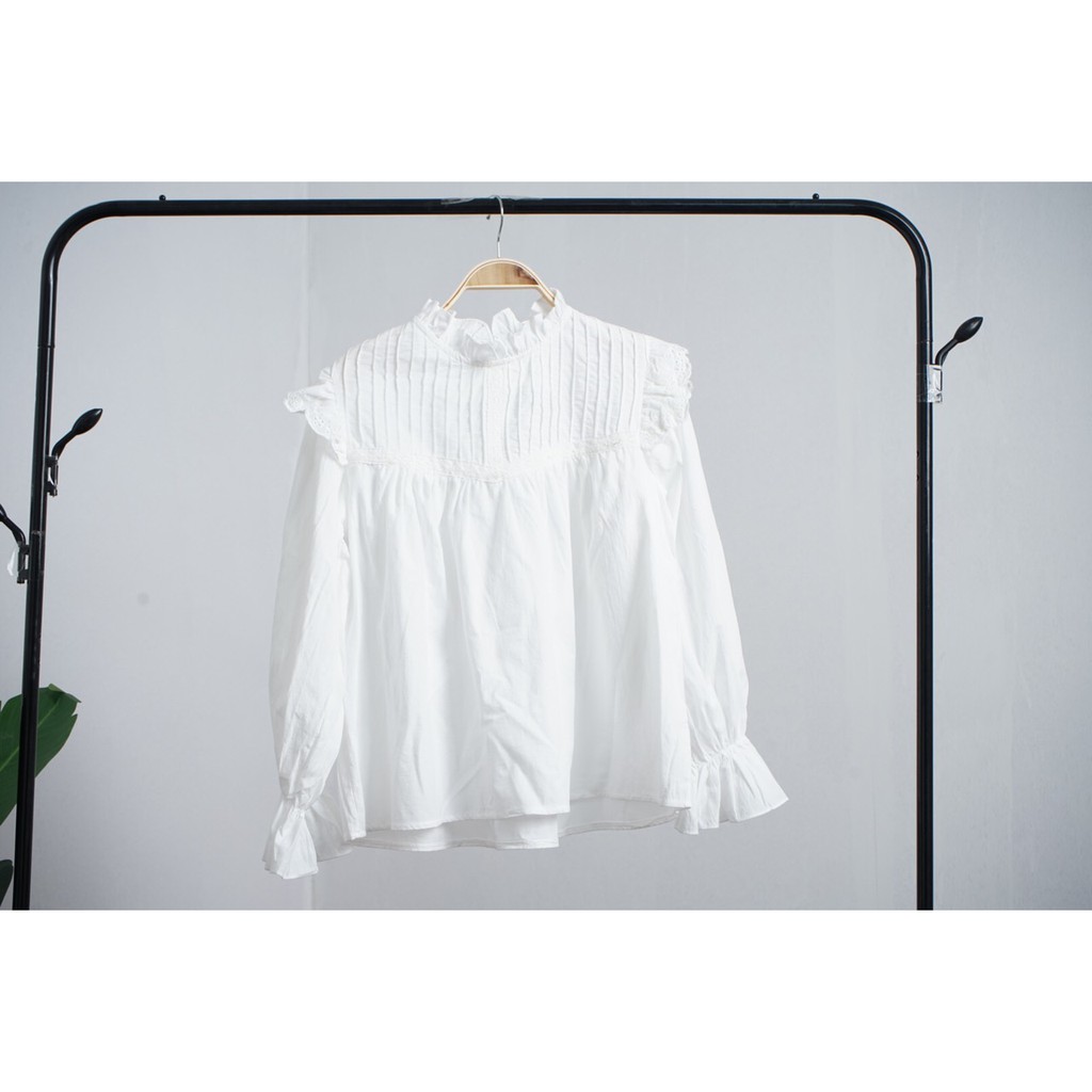 [ẢNH THẬT SAU] Áo babydoll cánh tiên tay phồng 2 màu be, trắng