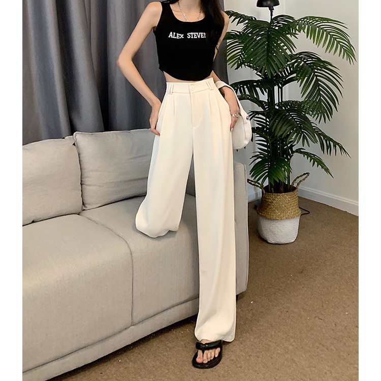 Quần Dài Lưng Cao Ống Rộng Thiết Kế Mới Thời Trang Mùa Hè Dành Cho Nữ