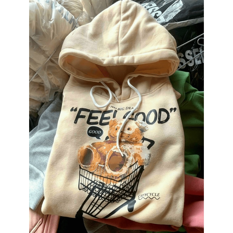 Áo Hoodies Nam Có Nón Lớn 2 Lớp Trùm Đầu In Ép Gấu Đẹp Form Rộng Mặc Che Nắng Thoải Mái [NEW UNISEX]
