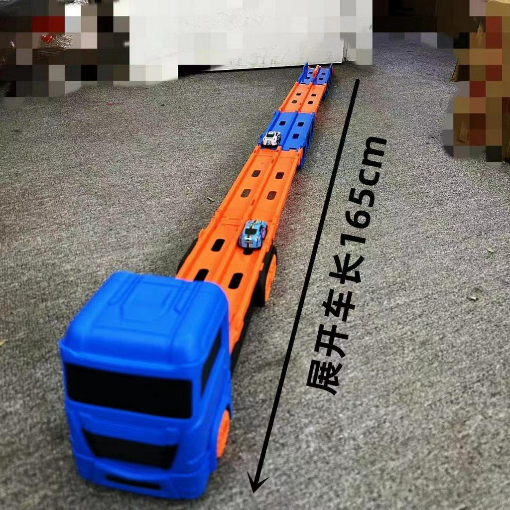 Đồ chơi thông minh SBC - Xe đồ chơi xe tải 3 tầng kèm xe đua nhỏ mô hình đường đua xe dài 1.65 có thể gấp gọn cho bé