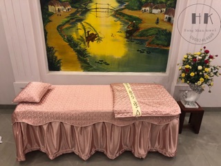 Set chăn ga gối lụa cho giường spa siêu rẻ(may theo kích thước yêu cầu)