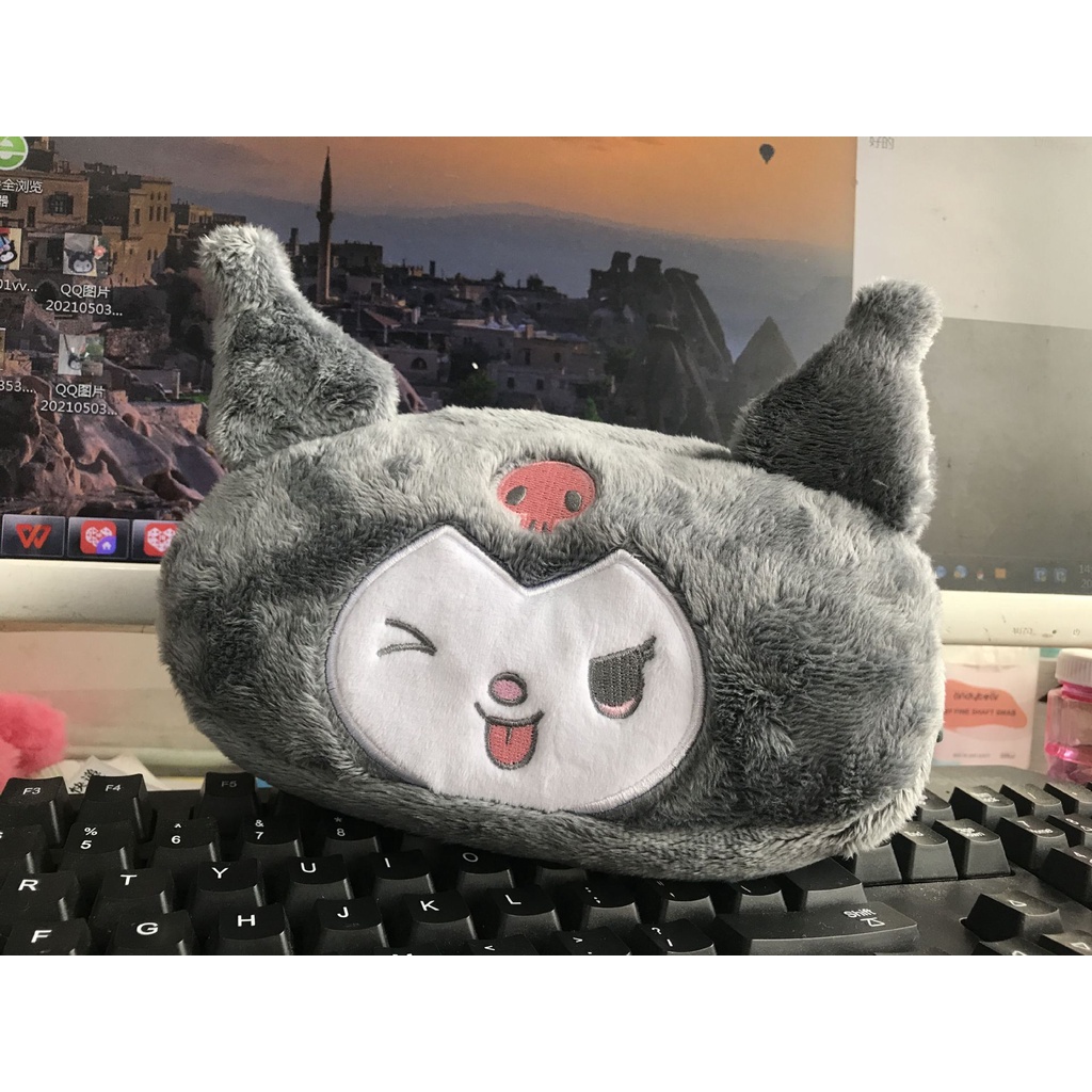 Túi đựng bút bằng lông nhung họa tiết hoạt hình dễ thương tiện dụng