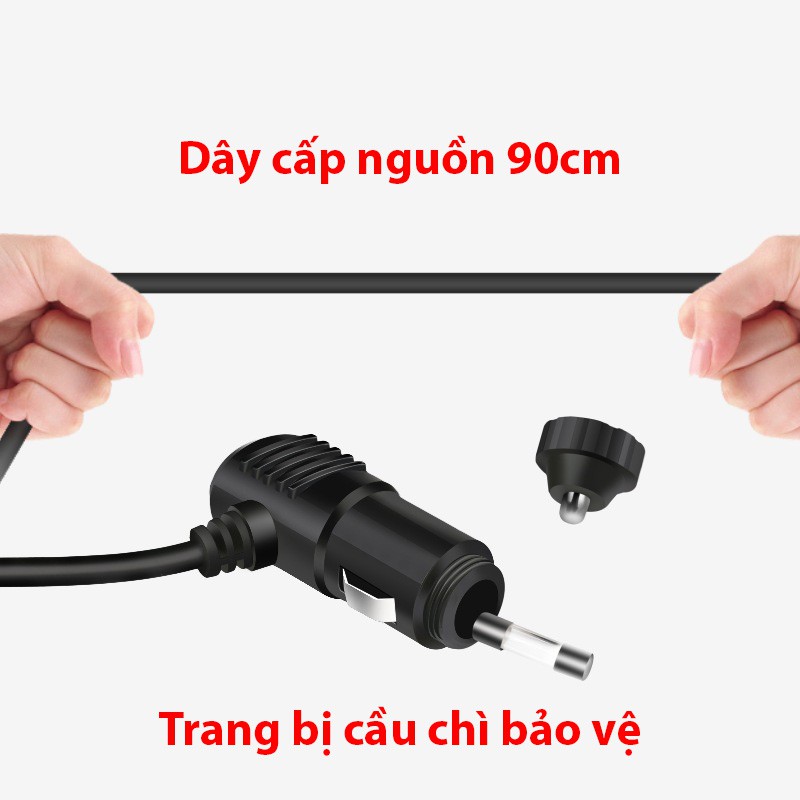 Quạt Đôi Mini Làm Mát Ô Tô Xoay 360 Độ Dùng Điện 12V-24V Cho Mọi Dòng Xe Hơi