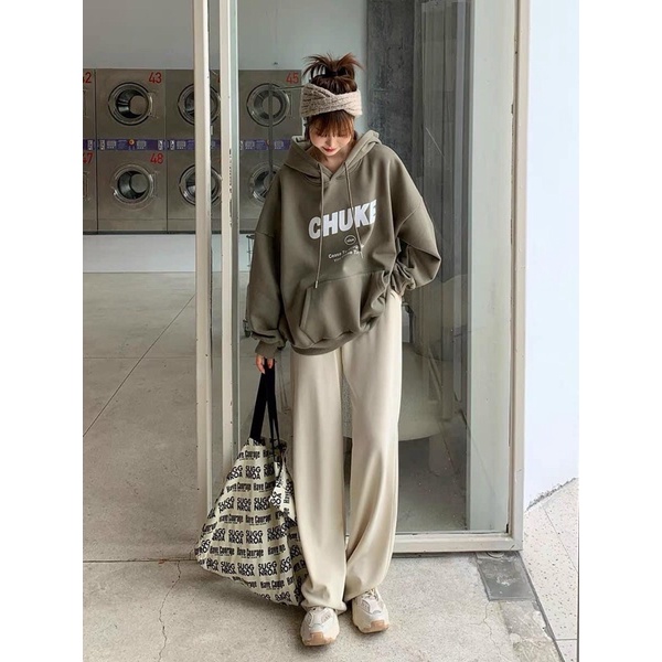 Áo Hoodie Unisex Nam Nữ In Chữ CHUKE Chất Nỉ Bông Siêu Đẹp. Áo Khoác Nỉ Dáng Rộng Dài Tay Màu Xanh Rêu | BigBuy360 - bigbuy360.vn