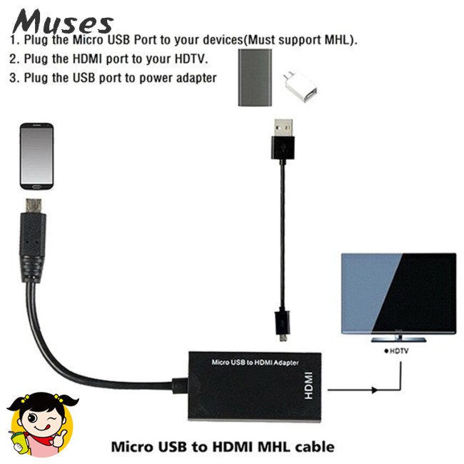 Đầu Chuyển Đổi Micro Usb Sang Hdmi Hdtv 1080p Hd Chất Lượng Cao