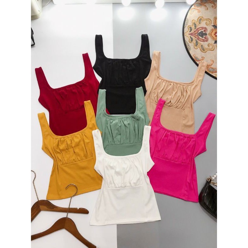 Áo 3 lỗ croptop rúm xinh nhiều màu