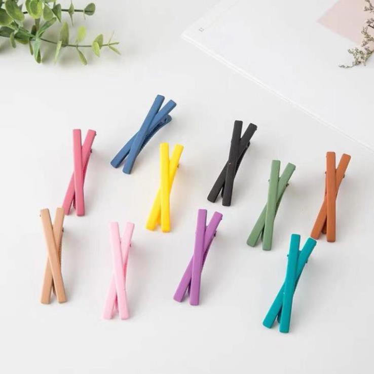Kẹp tóc thiết kế hình chữ X màu trơn phong cách Hàn Quốc xinh xắn