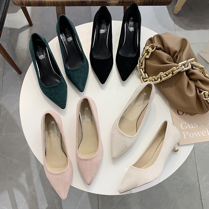 Giày Nhung Gót Thấp Thời Trang Công Sở Thanh Lịch Cho Nữ