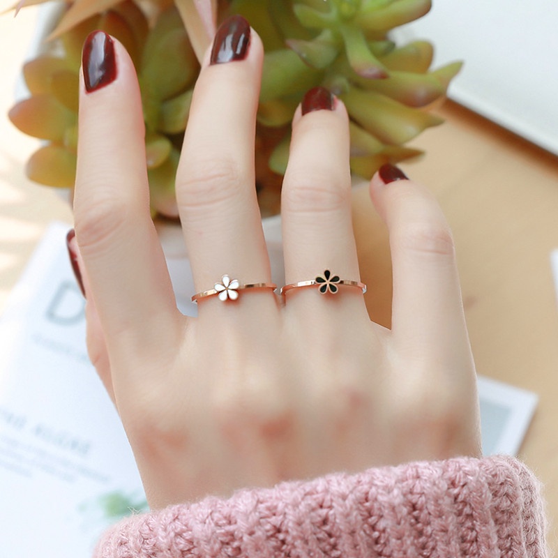 Nhẫn MAYEBE LAVEND đeo ngón tay hoa cúc bằng thép titan dễ thương bắt mắt