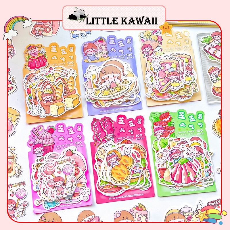 Set 100 tờ giấy dán/ giấy ghi chú hoạt hình KHÔNG KEO DÍNH