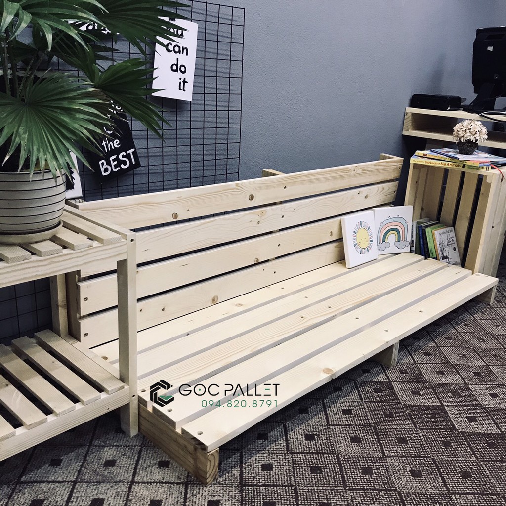 Sofa gỗ thông loại một tầng, có tựa lưng, phong cách hàn quốc dài 100cm - S02.100