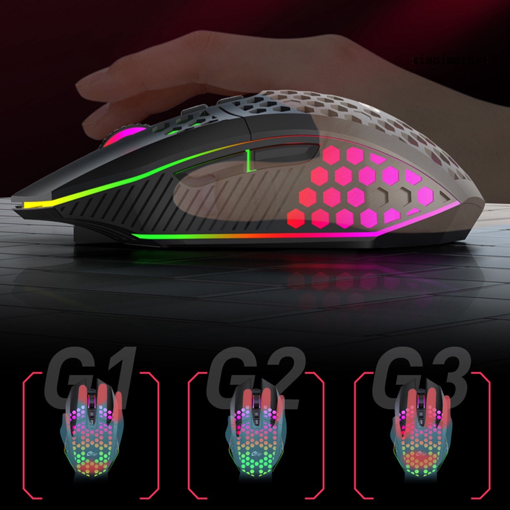 LOP_X801 PC Computer Honeycomb Hollow Wireless Charging Gaming Mute Mouse with RGB