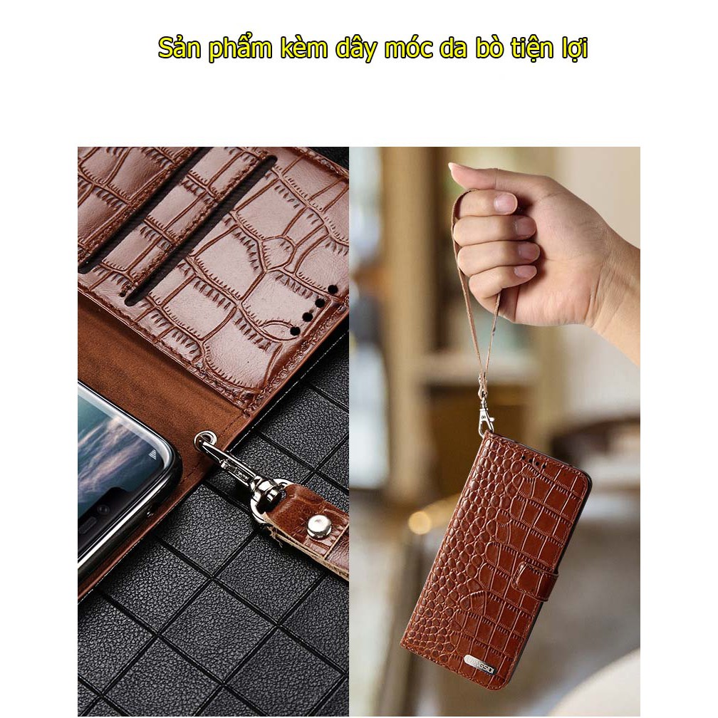 Bao da iPhone 12 pro max/ 11 Pro Max / xs max/xs dạng ví da bò vân cá sấu cao cấp | BigBuy360 - bigbuy360.vn