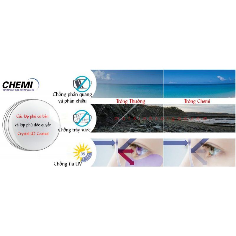 TRÒNG KÍNH CHEMI LENS 1.67 HÀN QUỐC SIÊU MỎNG (Mua 1 đôi giảm giá sốc)