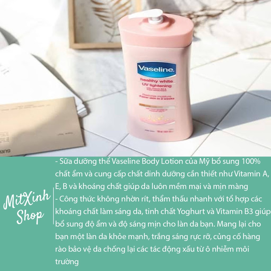 Sữa Dưỡng thể trắng da Vaseline Lotion Mỹ 725ml, trắng mịn màng, cấp ẩm chuyên sâu , phù hợp cho làn da châu Á