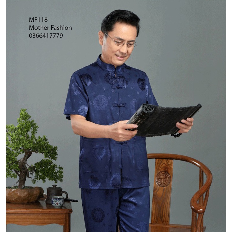 Bộ quần áo mặc nhà, đi chùa cho ông, cho bố. Quần áo người già MF118