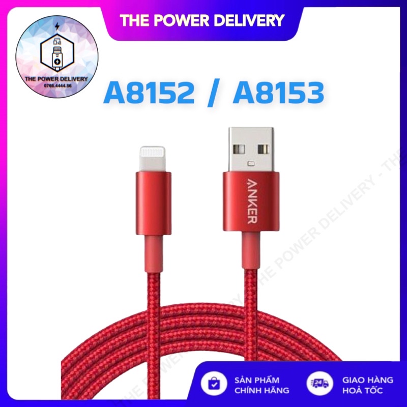 Dây cáp sạc ANKER Lingtning dây dù siêu bền A8152 (0.9m), A8153 (1m8), CÁP ĐỜI MỚI CHỐNG CHÁY CHÂN SẠC