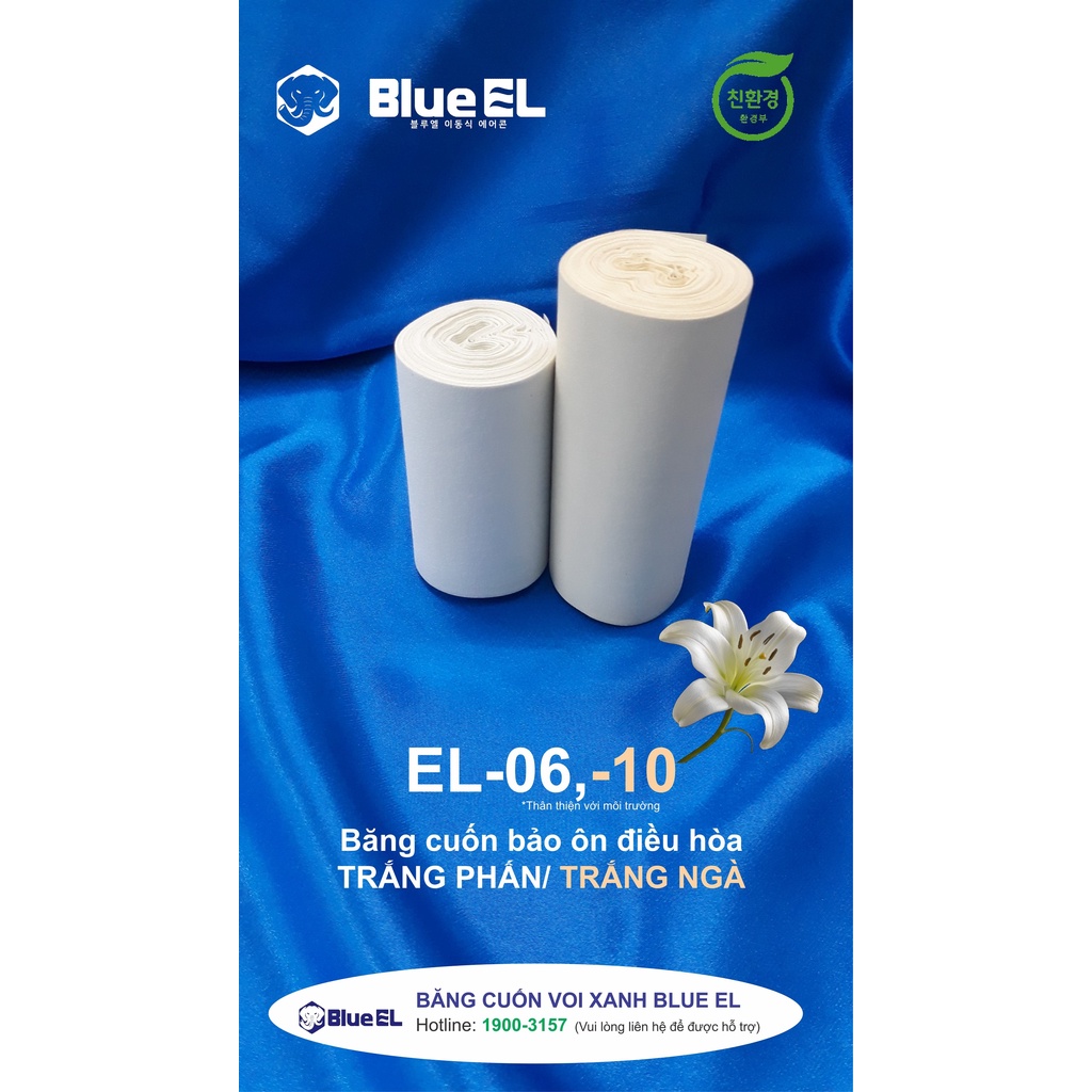 (Tặng túi +1 cuộn ) Combo 3 cuộn băng cuốn VOI XANH BLUE EL - Si quấn bảo ôn điều hòa Hàn Quốc dai, mịn, chất liệu tốt