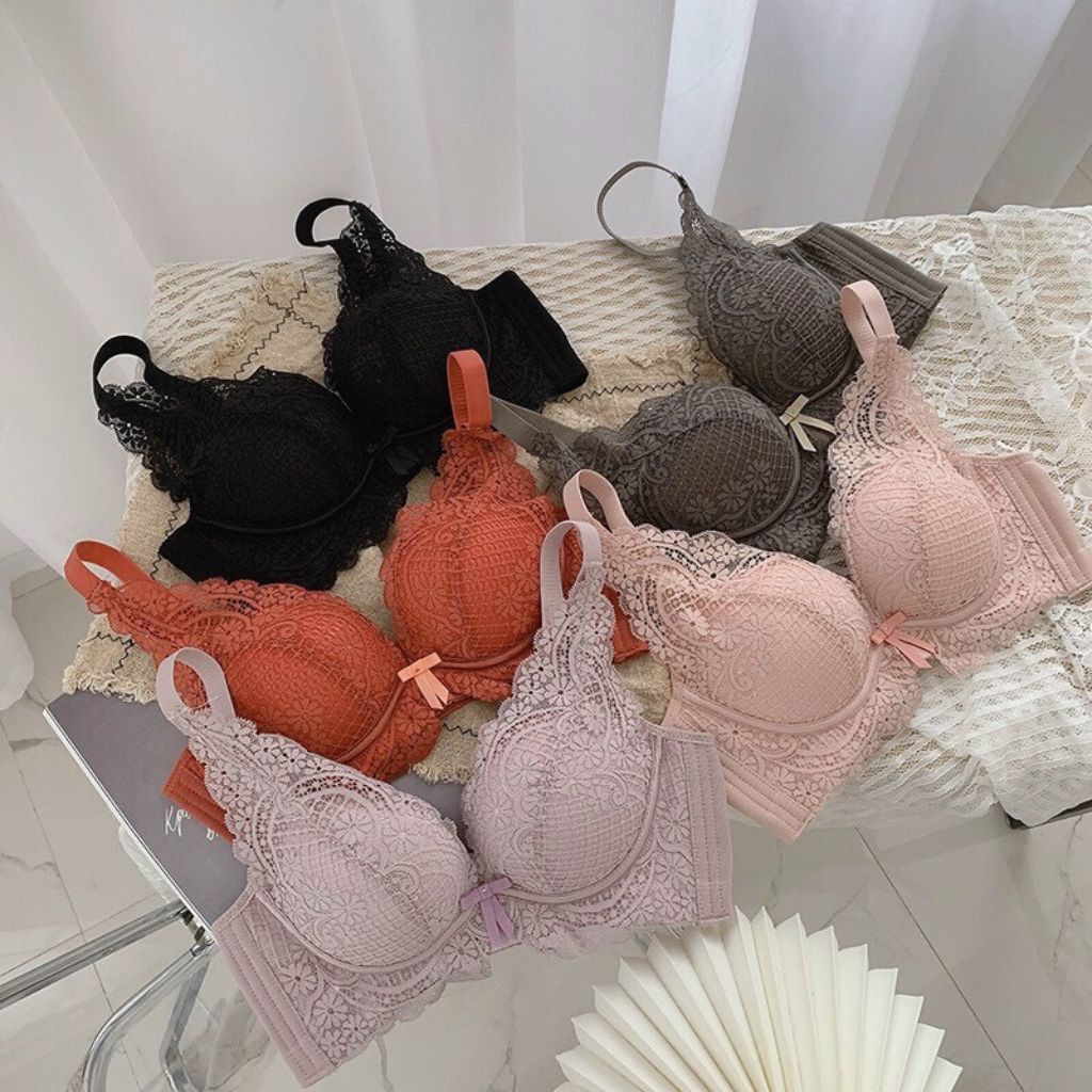 Set Đồ Lót Nữ Ren Sexy Gọng Dẻo Mút Đệm Dày Nâng Ngực V6