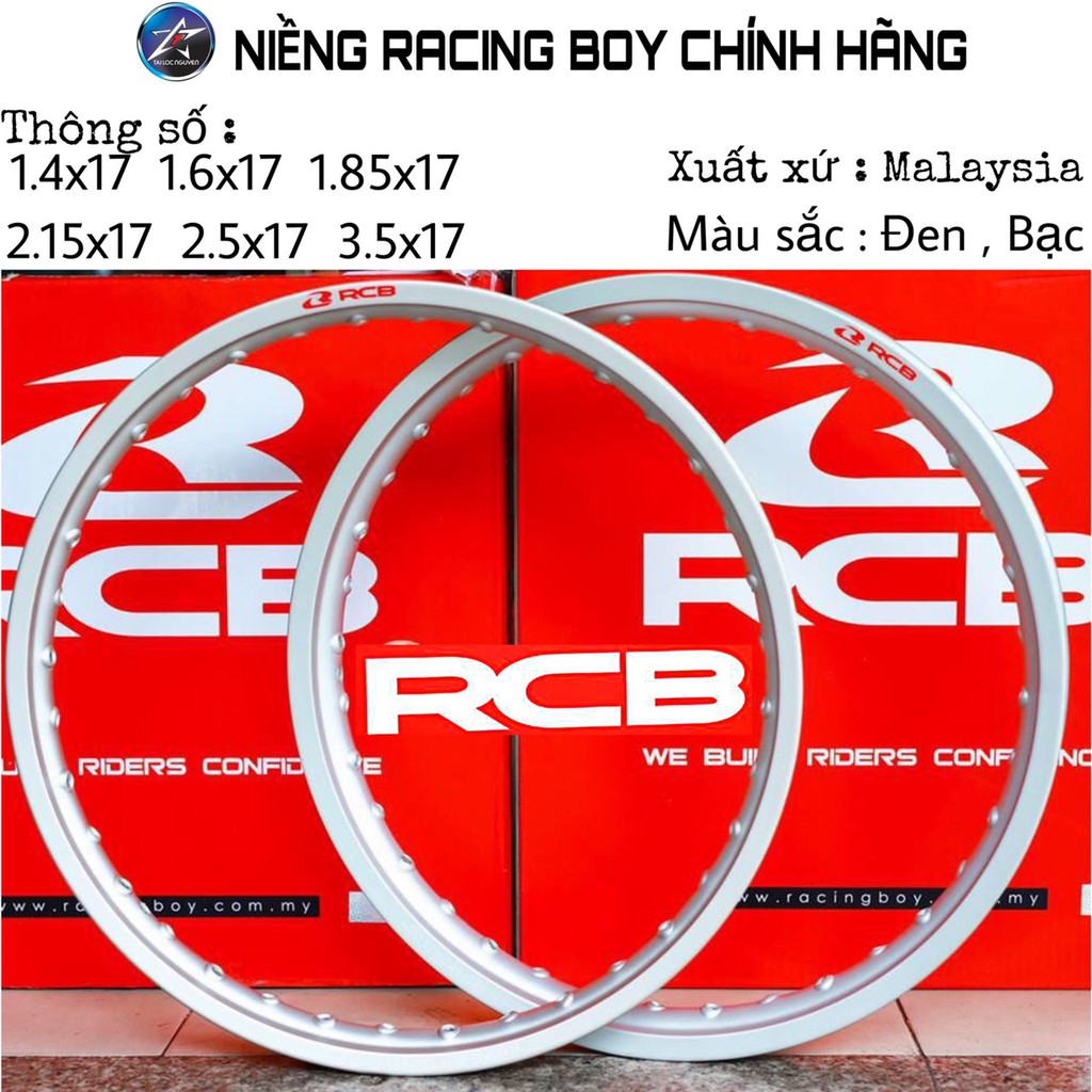 NIỀNG RACINGBOY CHÍNH HÃNG 1.2 ĐEN/BẠC (GIÁ 1 CÁI)