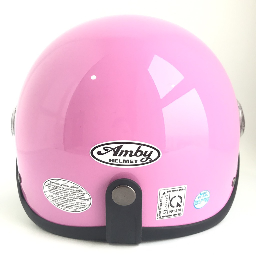 Mũ bảo hiểm nửa đầu có kính - siêu xinh - Amby Helmet - hồng phấn bóng