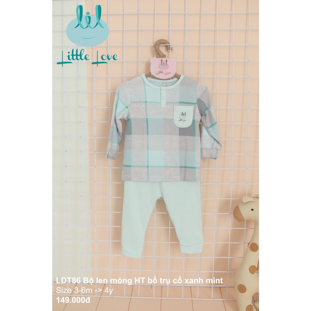Bộ quần áo dài tay len mỏng họa tiết bổ trụ cho trẻ từ 3m đến 4y little love (LDT86)