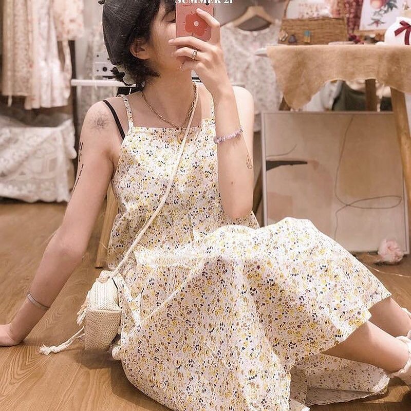 Váy Kimi Hai Dây Hoa Nhí Kiểu Dáng Babydoll - Váy Hoa Thô