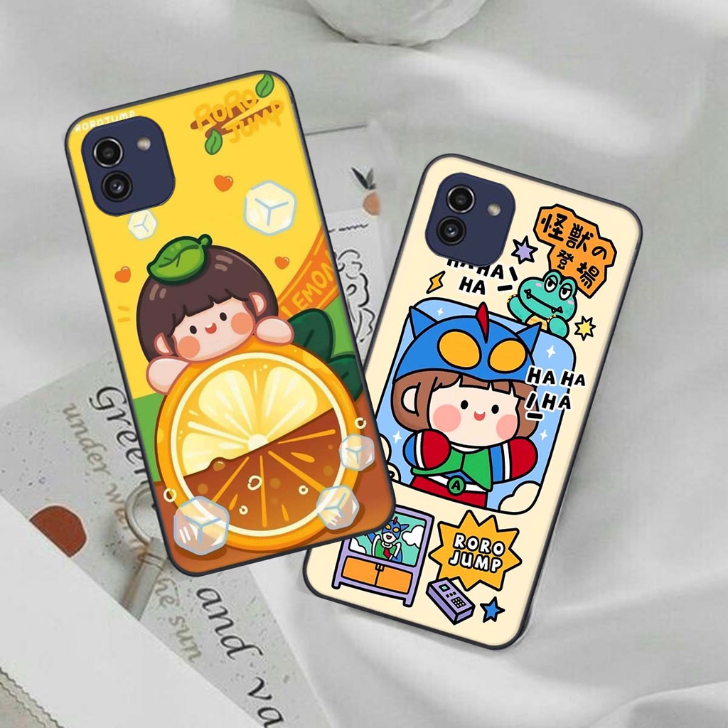 Ốp Samsung A03 HÀNG LOẠI 1 . Vỏ lưng SS in hình RoRo Jump cute