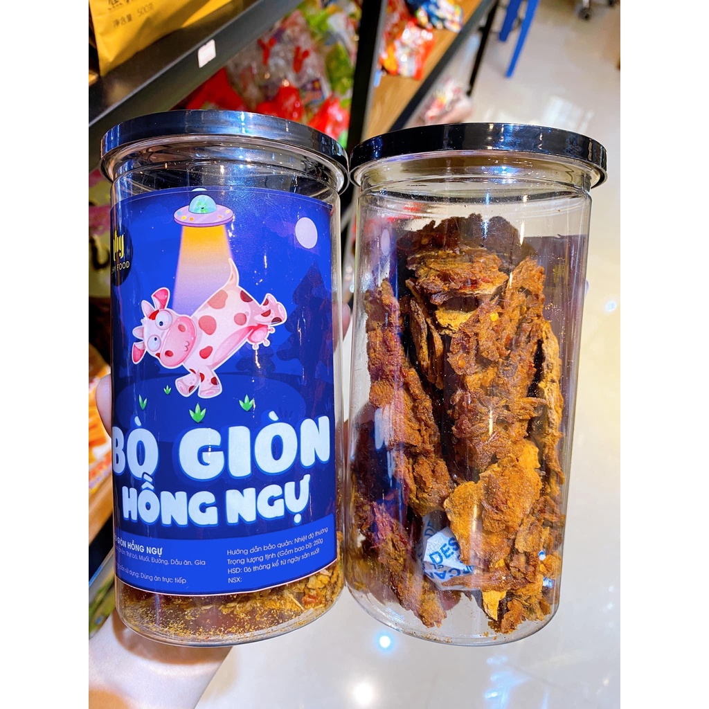Khô bò giòn cay Hồng Ngự hũ 250g siêu ngon Bò khô giòn ăn vặt, ( Date mới )
