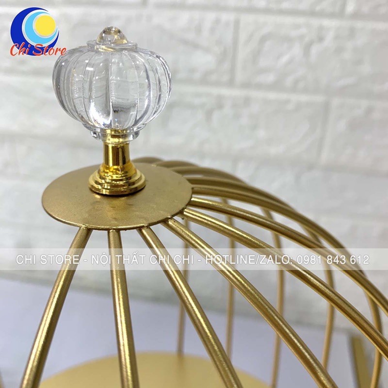 Kệ Lồng Chim Đựng Mĩ Phẩm, Kệ Decor Sang Chảnh, Kệ Đa Năng Nhập Khẩu Màu Vàng Gold